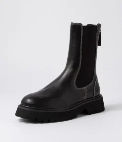 Hot Midas Shoes Sharpay Black Leather Chelsea Boots
