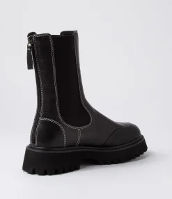 Hot Midas Shoes Sharpay Black Leather Chelsea Boots