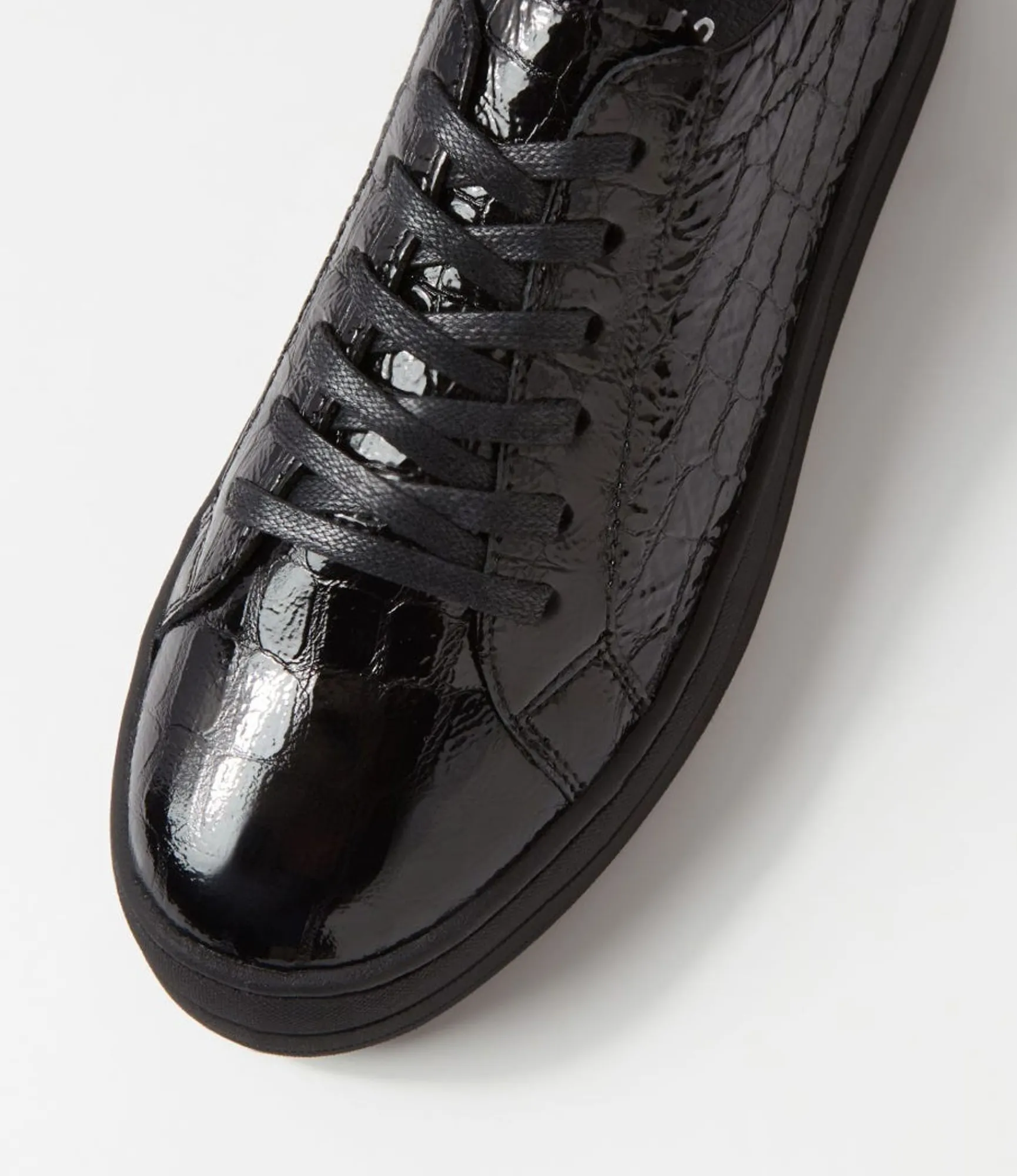 Store Midas Shoes Shelby Black Shine Croc Leather Sneakers