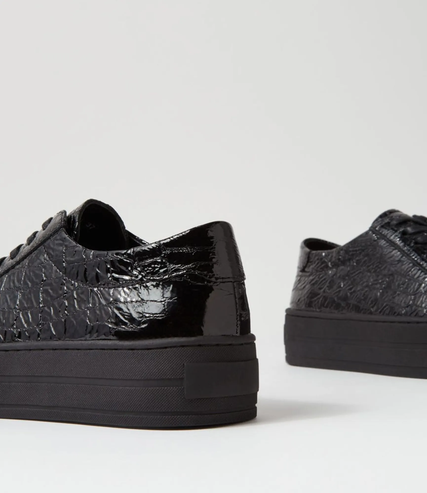 Store Midas Shoes Shelby Black Shine Croc Leather Sneakers