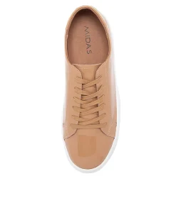 Discount Midas Shoes Shelby Camel Patent Leather Sneakers Wt Sole