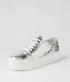 Best Sale Midas Shoes Shelby Silver White Croc Leather Sneakers
