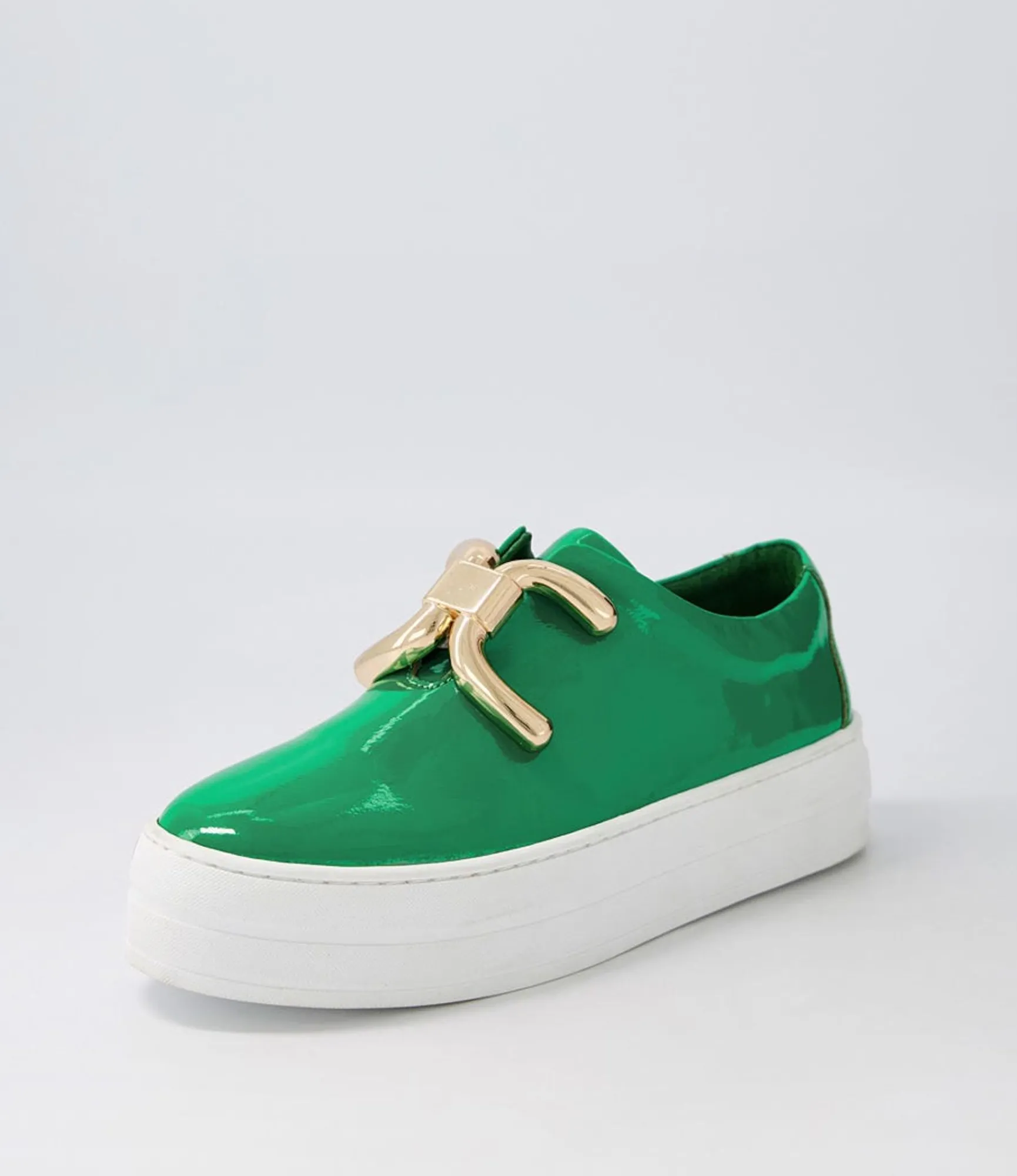 Cheap Midas Shoes Shells Emerald White Patent Leather Sneakers