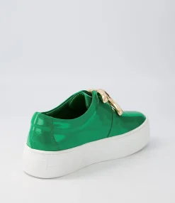 Cheap Midas Shoes Shells Emerald White Patent Leather Sneakers