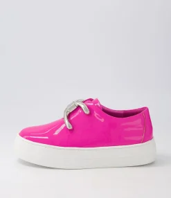 Shop Midas Shoes Shells Hot Pink White Patent Leather Sneakers
