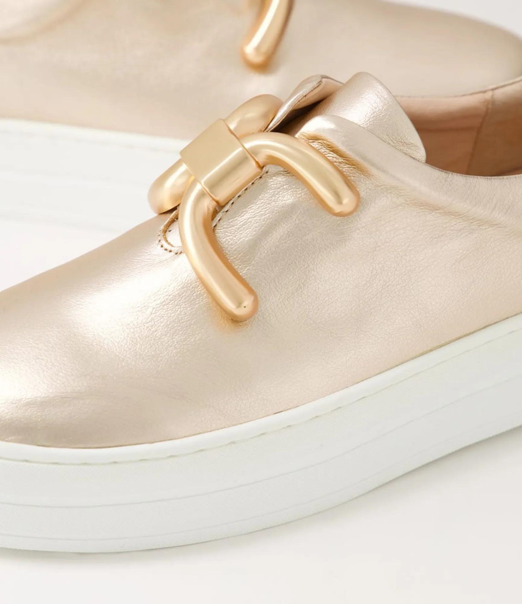 Sale Midas Shoes Shells Pale Rose Gold White Leather Sneakers