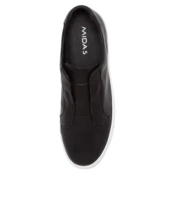 Discount Midas Shoes Shiann Black Leather Sneakers White Sole