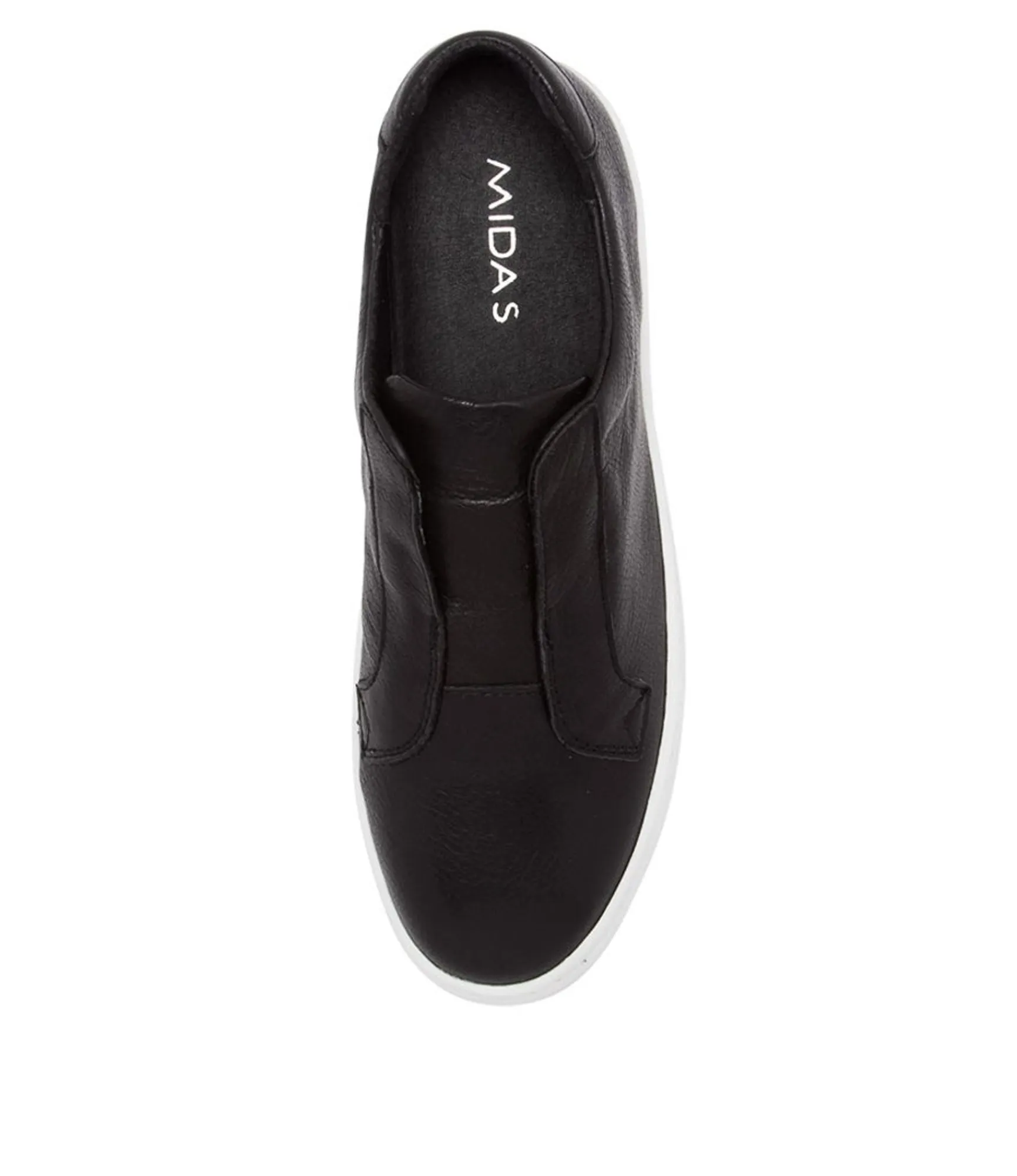 Discount Midas Shoes Shiann Black Leather Sneakers White Sole