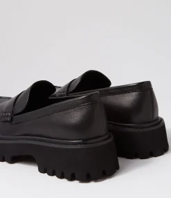 Hot Midas Shoes Siola Black Leather Loafers