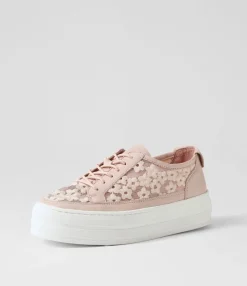 Outlet Midas Shoes Sirena Dusty Pink Leather Flower Sneakers