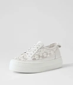 Cheap Midas Shoes Sirena White Leather Flower Sneakers