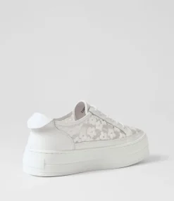 Cheap Midas Shoes Sirena White Leather Flower Sneakers