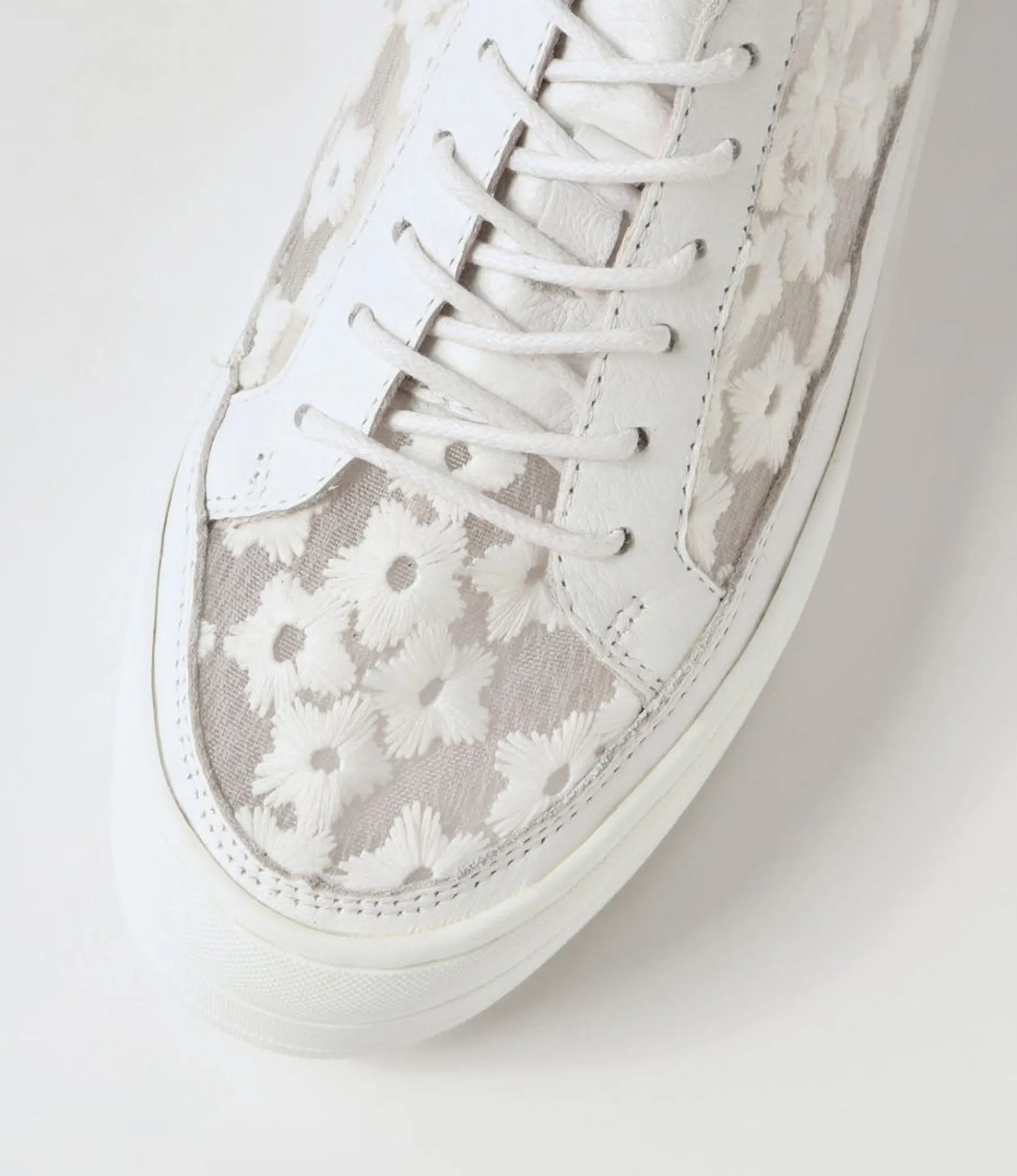 Cheap Midas Shoes Sirena White Leather Flower Sneakers