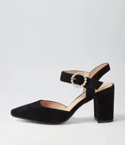 Cheap Midas Shoes Sisly Black Suede Heels