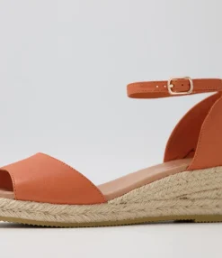 Online Midas Shoes Skippy Bright Orange Rope Leather Espadrilles