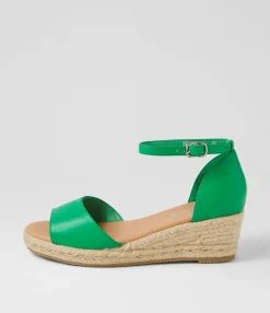 Shop Midas Shoes Skippy Emerald Natural Rope Leather Espadrilles