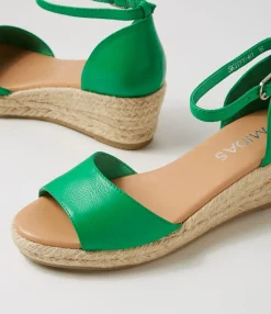 Shop Midas Shoes Skippy Emerald Natural Rope Leather Espadrilles
