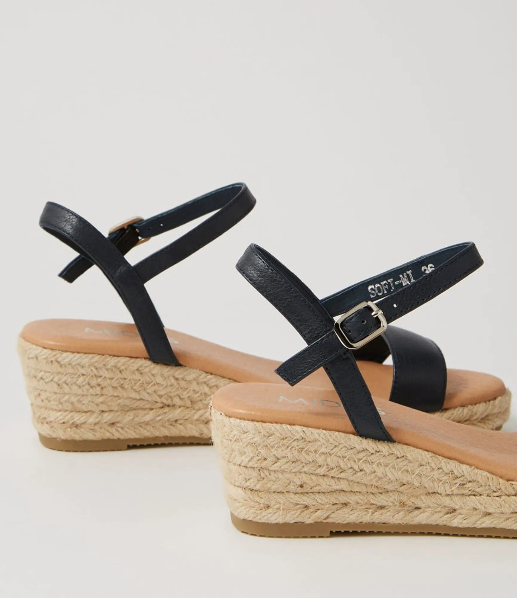 Cheap Midas Shoes Sofi Navy Leather Espadrilles