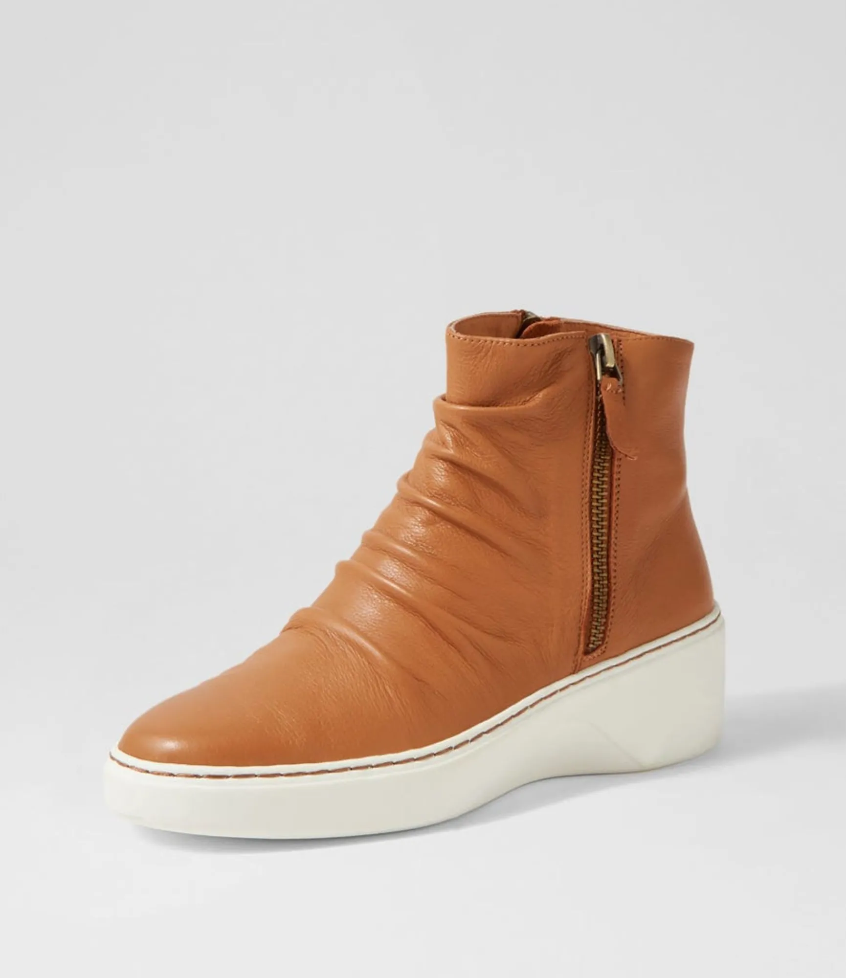 Flash Sale Midas Shoes Soul Dark Tan White Leather Ankle Boots