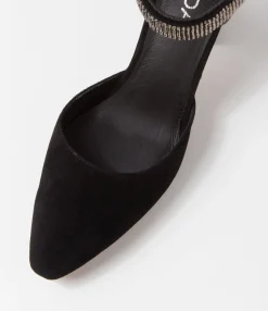 Sale Midas Shoes Sparks Black Suede Jewels Heels