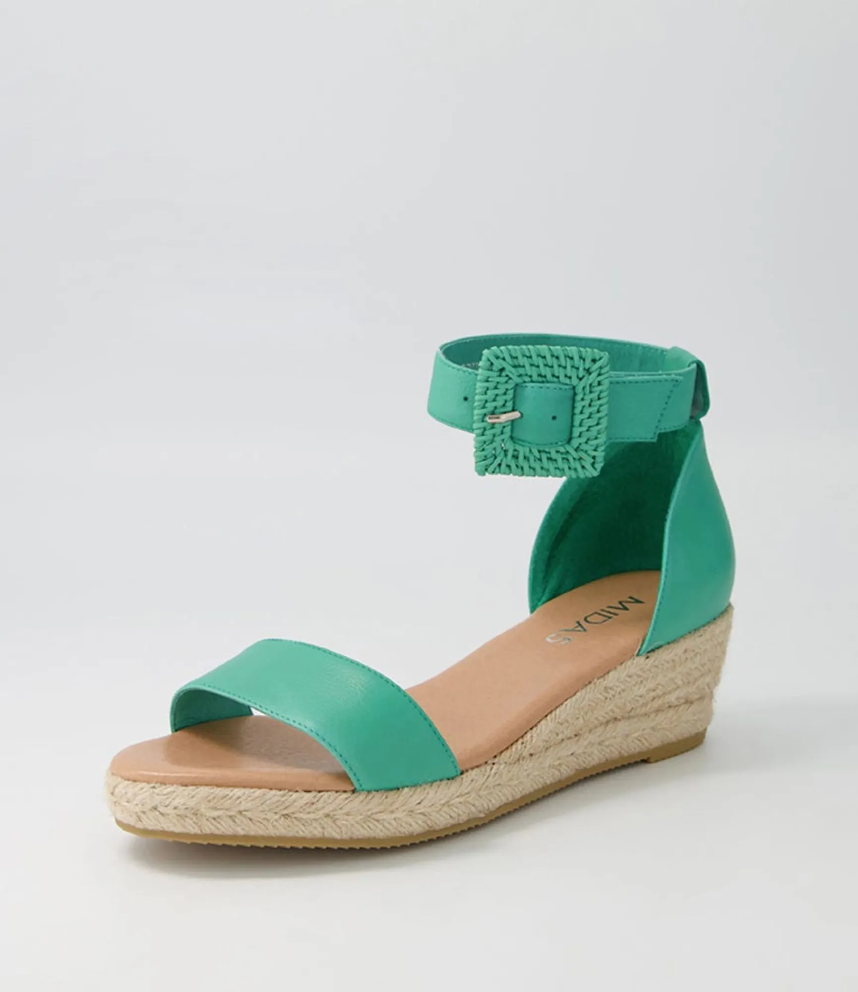 Hot Midas Shoes Sprung Light Emerald Rope Leather Espadrilles