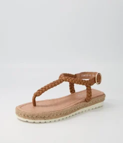 New Midas Shoes Stanford Dark Tan Leather Sandals