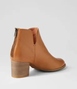 Discount Midas Shoes Sutton Dark Tan Natural Heel Leather Ankle Boots