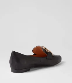 Store Midas Shoes Symona Black Leather Loafers
