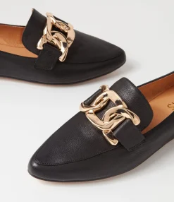 Store Midas Shoes Symona Black Leather Loafers