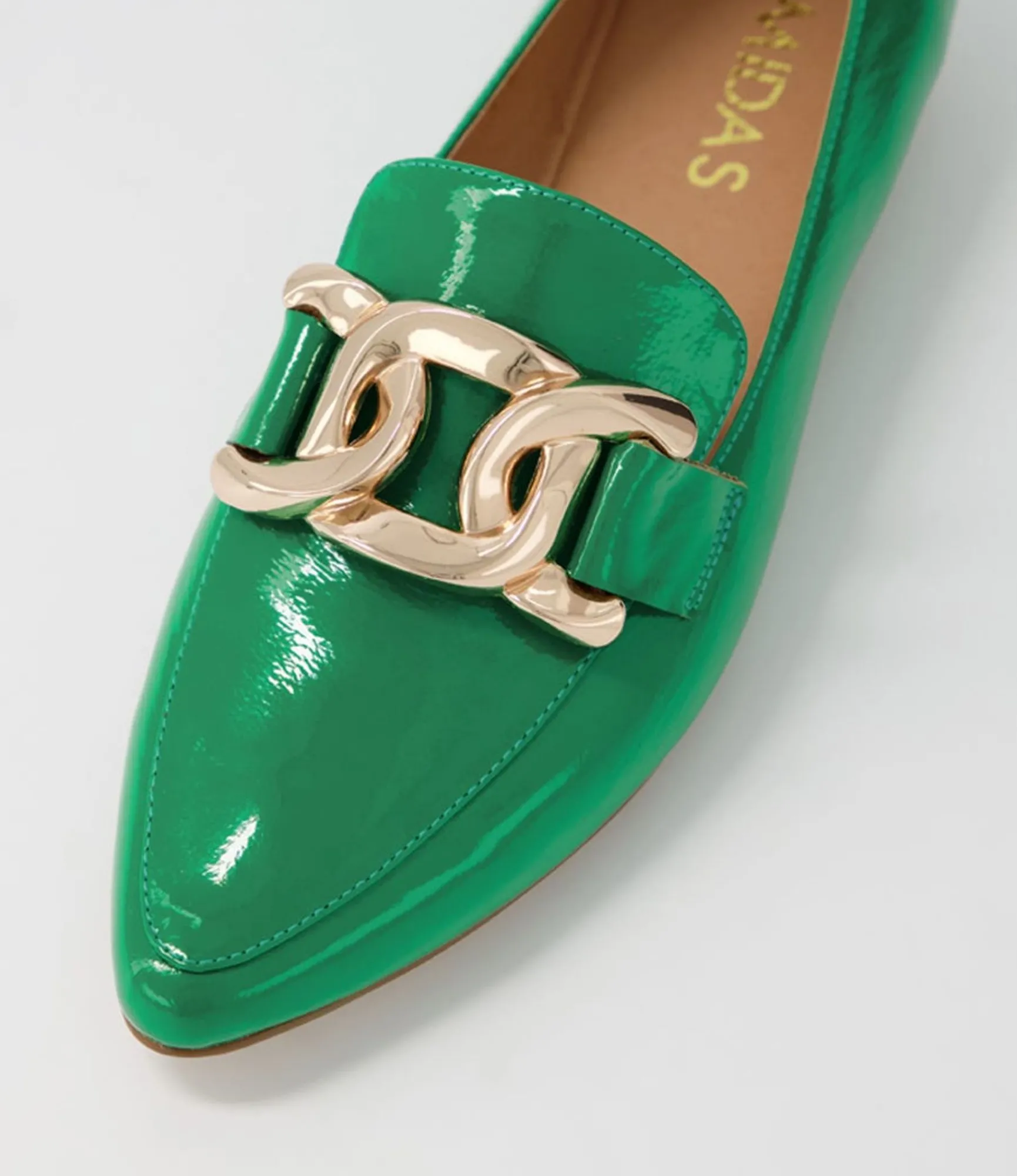 Fashion Midas Shoes Symona Emerald Patent Leather Loafers