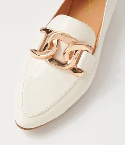 Discount Midas Shoes Symona Ivory Patent Leather Loafers