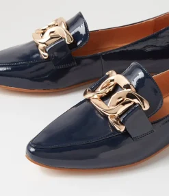Store Midas Shoes Symona Navy Patent Leather Loafers
