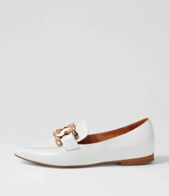 Outlet Midas Shoes Symona White Patent Leather Loafers