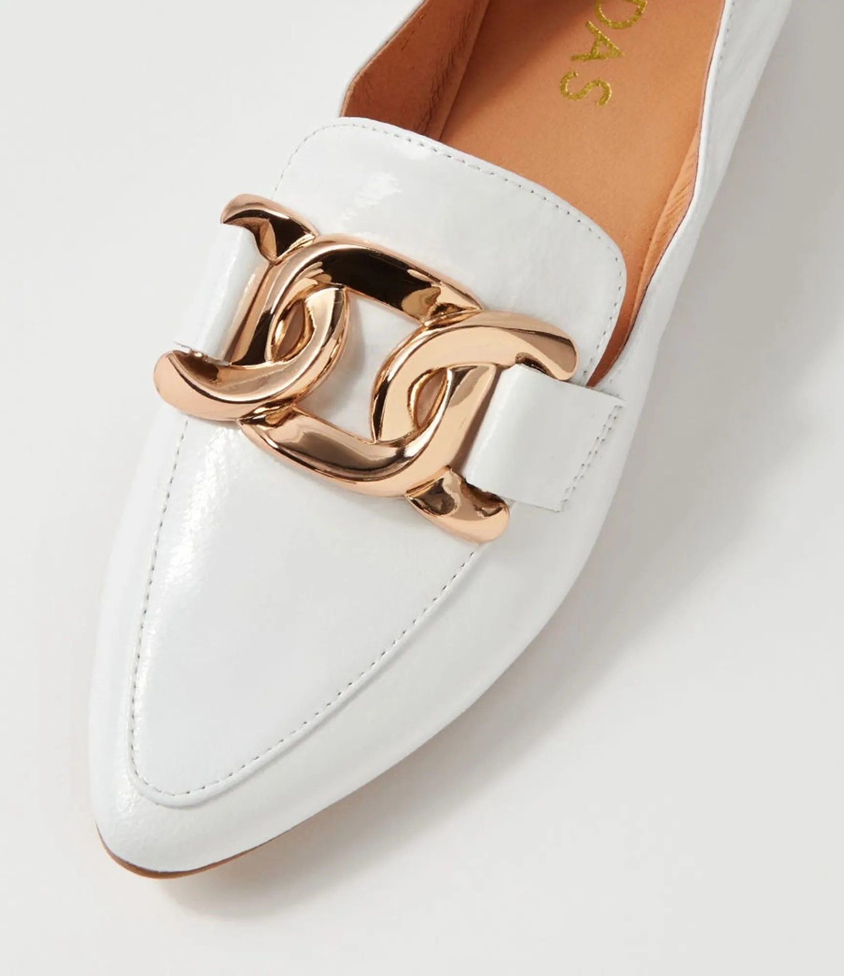 Outlet Midas Shoes Symona White Patent Leather Loafers