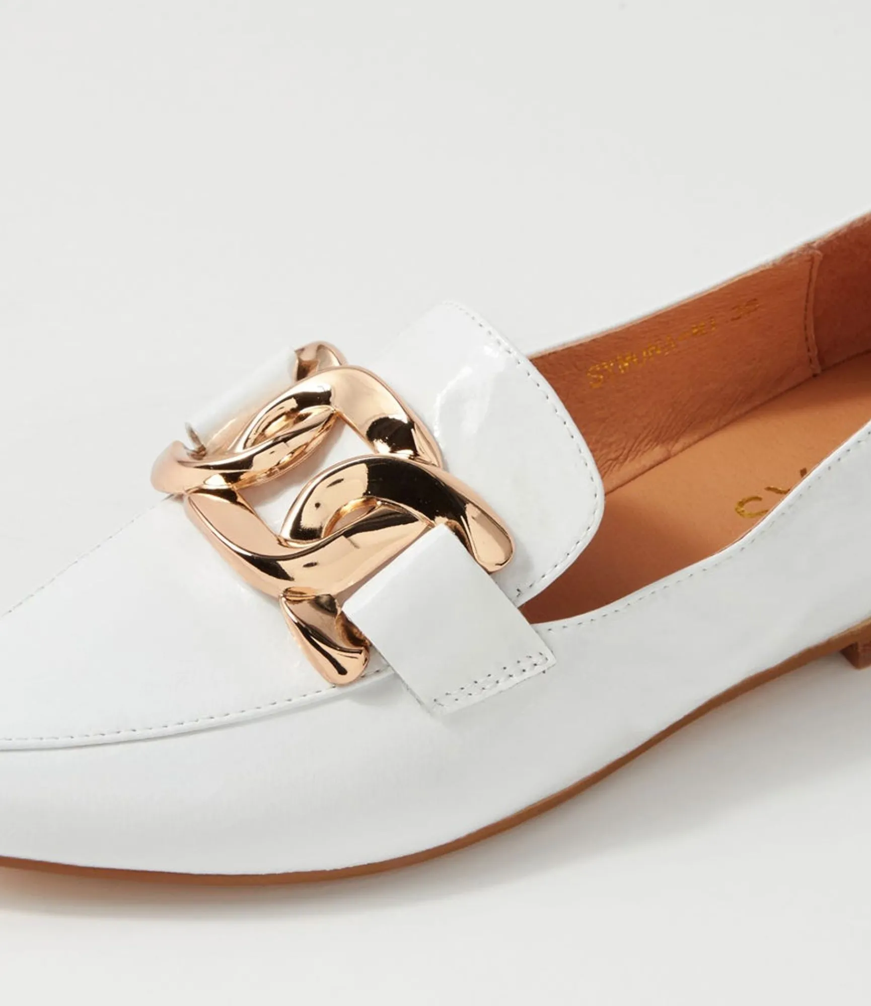 Outlet Midas Shoes Symona White Patent Leather Loafers