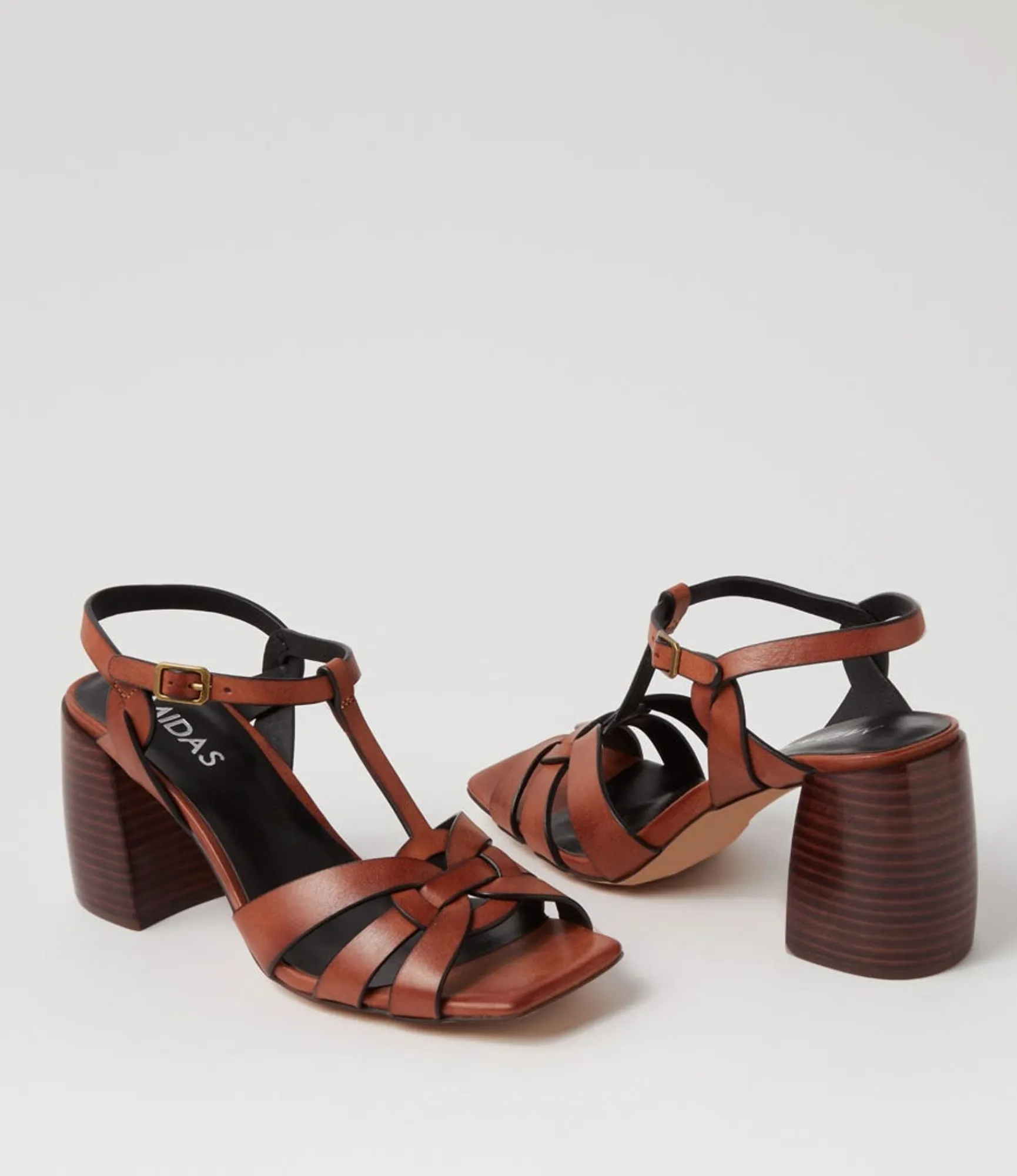 Cheap Midas Shoes Tanett Chestnut Dark Brown Leather Sandals
