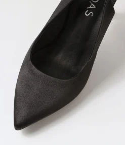 Fashion Midas Shoes Tatia Black Satin Pump Heels