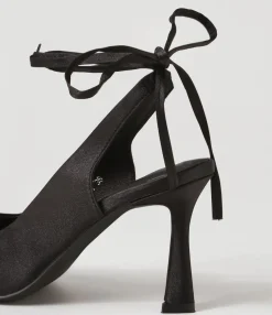 Fashion Midas Shoes Tatia Black Satin Pump Heels