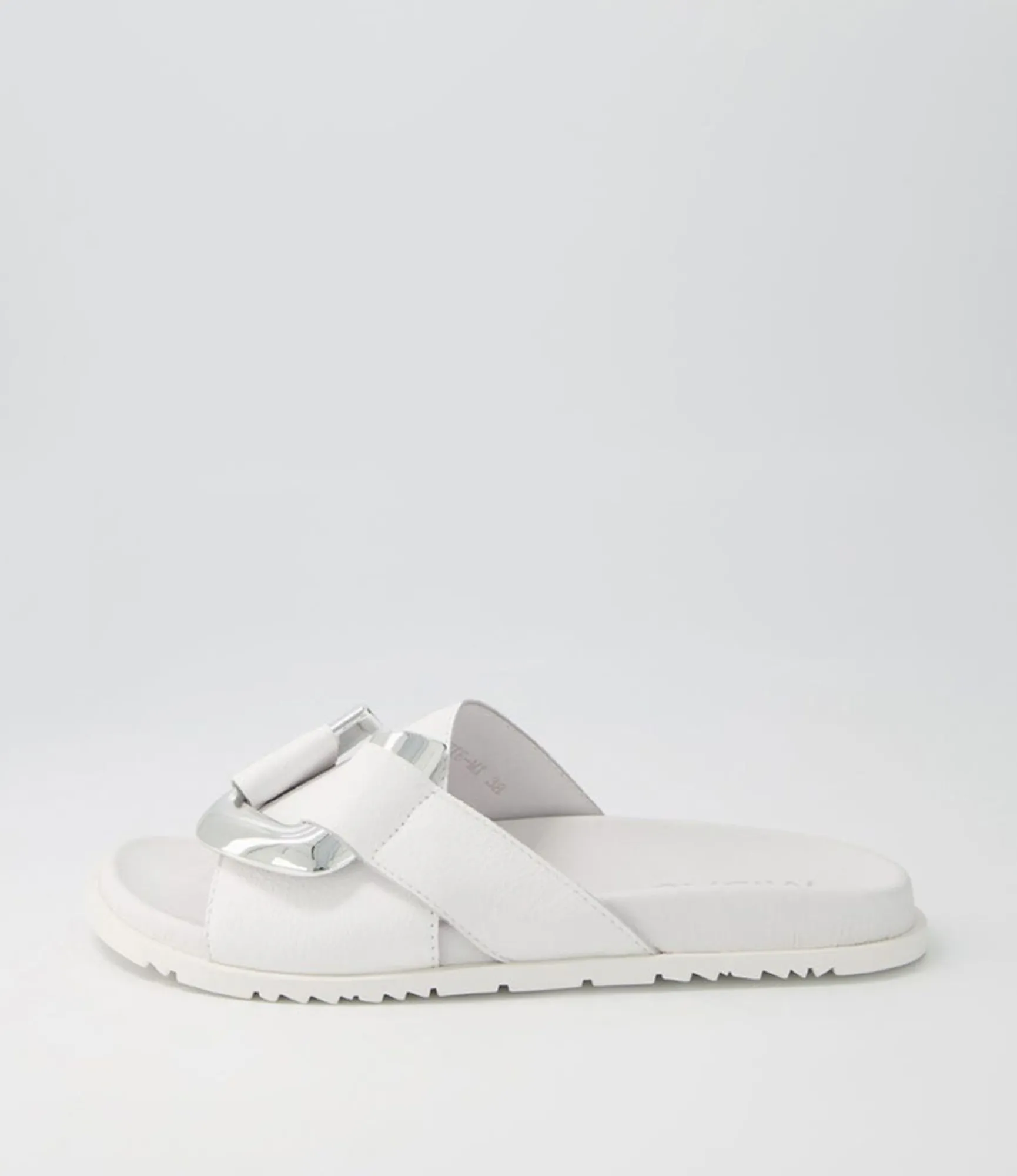 Best Sale Midas Shoes Tavie White Leather Slides