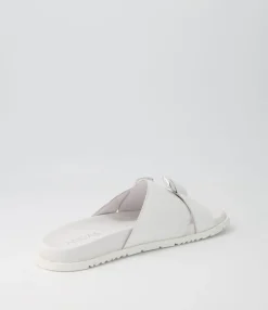 Best Sale Midas Shoes Tavie White Leather Slides