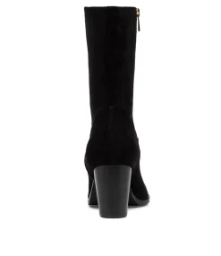 Cheap Midas Shoes Tayden Black Microsuede Calf Boots
