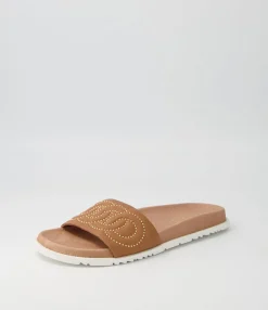 Discount Midas Shoes Tellme Dark Tan Leather Slides