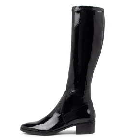 Discount Midas Shoes Tenley Black Stretch Patent Pu Knee High Boots