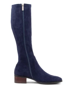 Shop Midas Shoes Tenley Navy Stretch Microsuede Knee High Boots