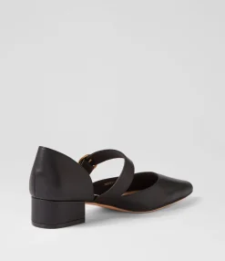 Cheap Midas Shoes Thedee Black Leather Mary Jane Heels