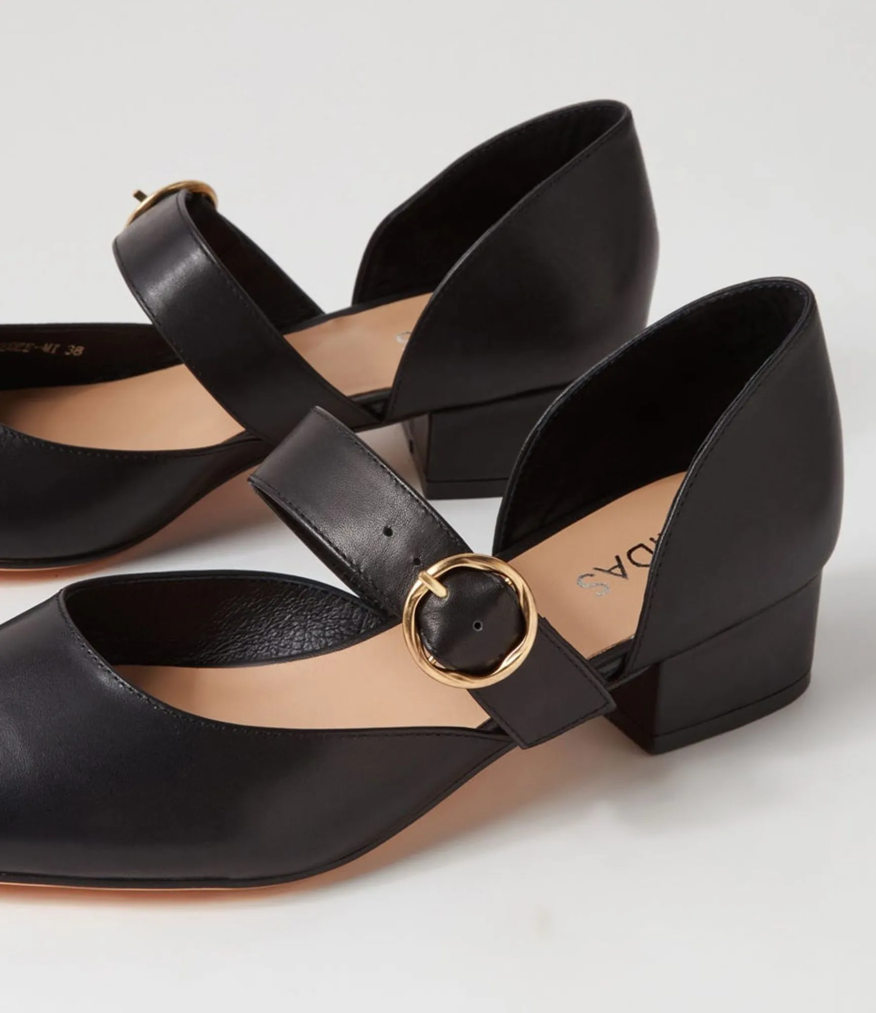 Cheap Midas Shoes Thedee Black Leather Mary Jane Heels