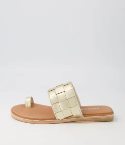 Hot Midas Shoes Tianna Pale Gold Leather Slides
