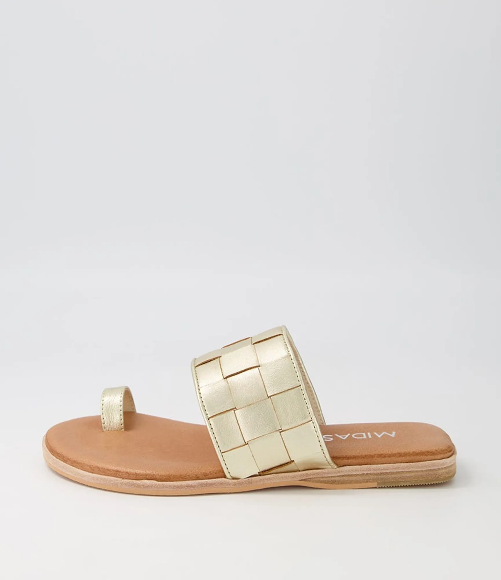 Hot Midas Shoes Tianna Pale Gold Leather Slides