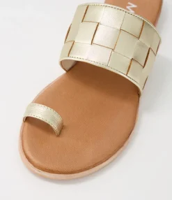 Hot Midas Shoes Tianna Pale Gold Leather Slides