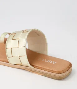 Hot Midas Shoes Tianna Pale Gold Leather Slides